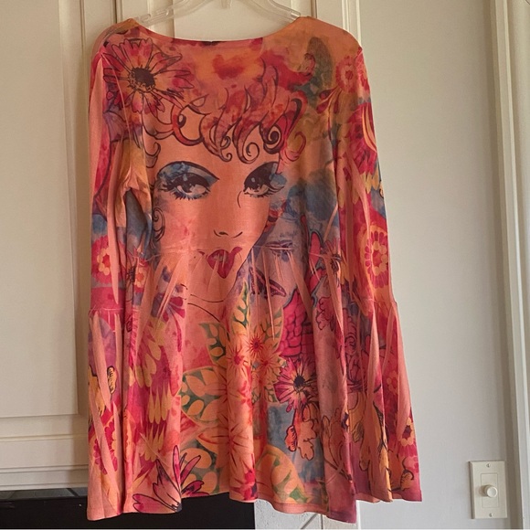 NY Collection Vibrant Artistic Long Sleeve Top - Picture 5 of 8